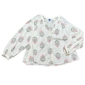 Old Navy Blouse Top Womens M Floral V-Neck Boho Peasant Cottagecore Prairie